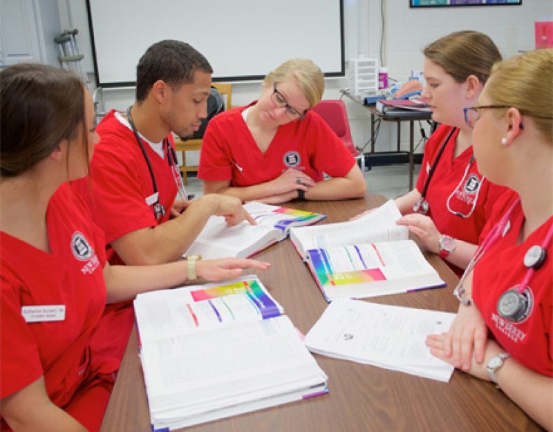 Nursing students studying