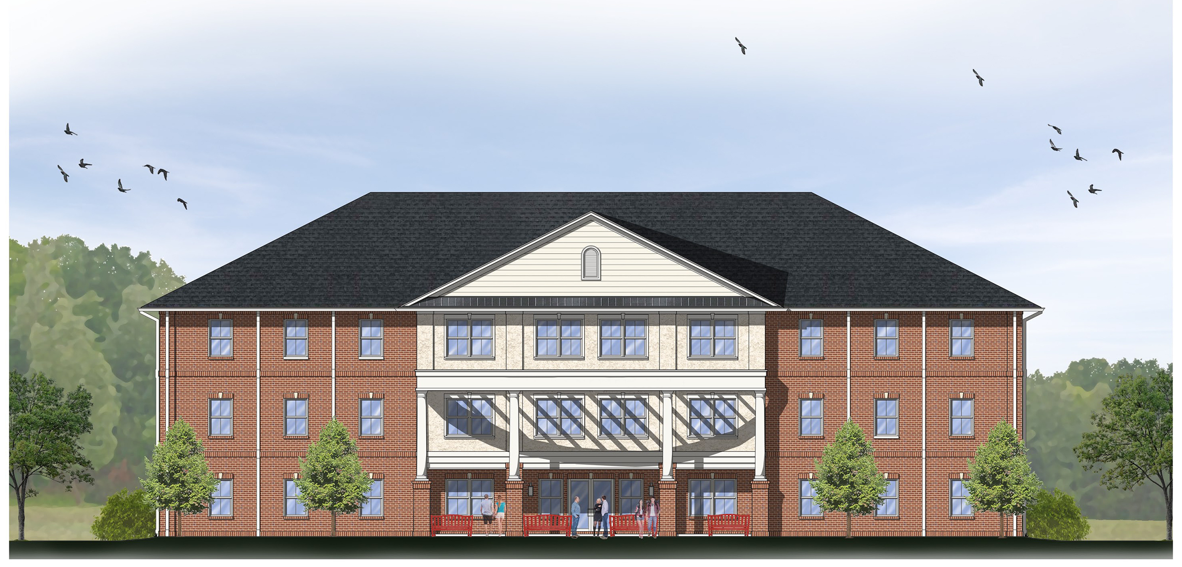 An illustration of the plans for the new residence hall